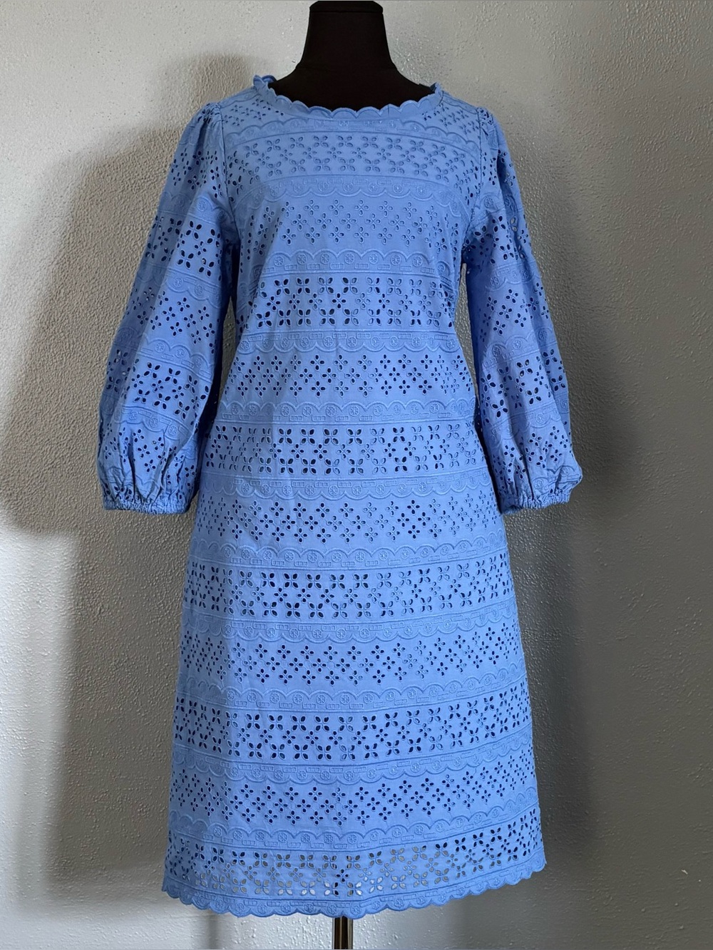 Talbots Blue Lined Lacy Summer Dress Womens Size 4